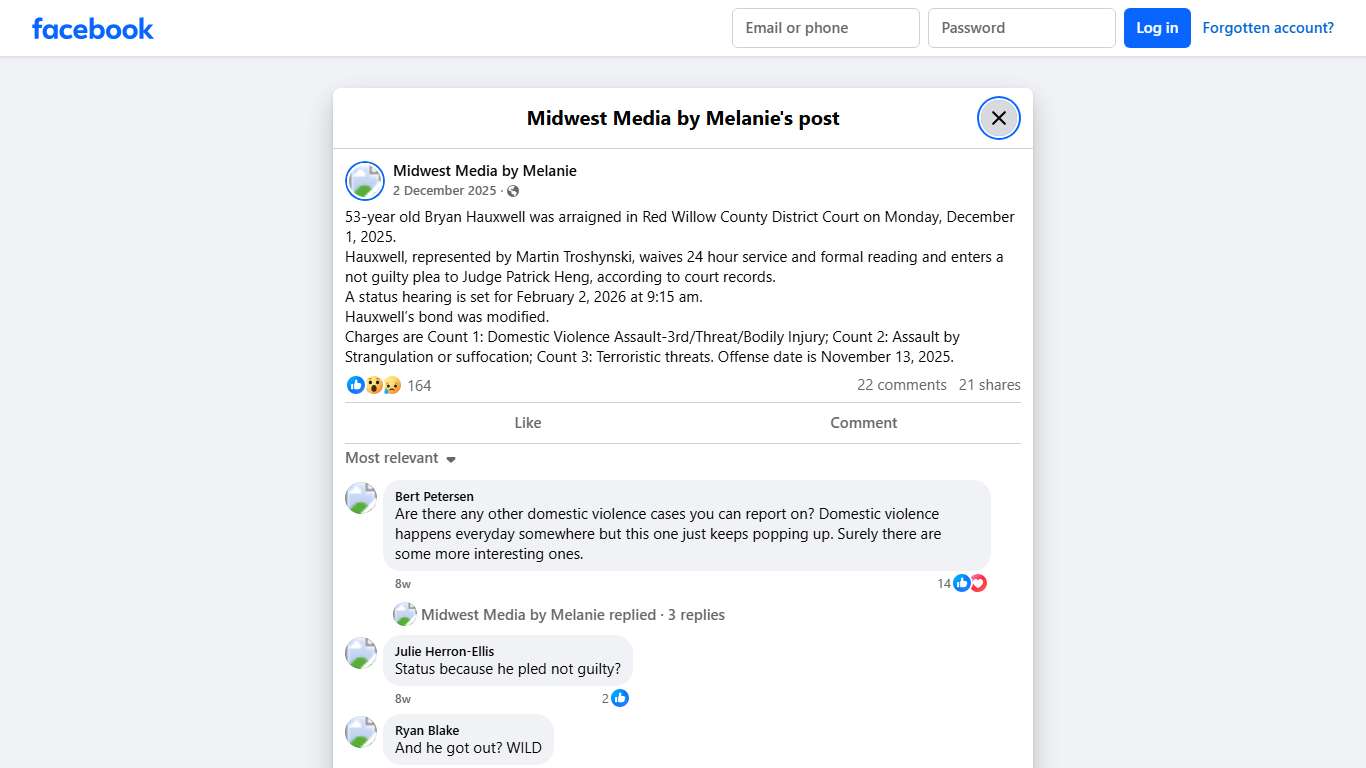 53-year old Bryan Hauxwell was... - Midwest Media by Melanie Facebook