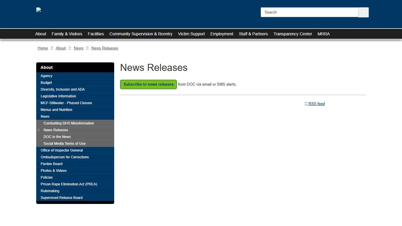 News Releases / Department of Corrections