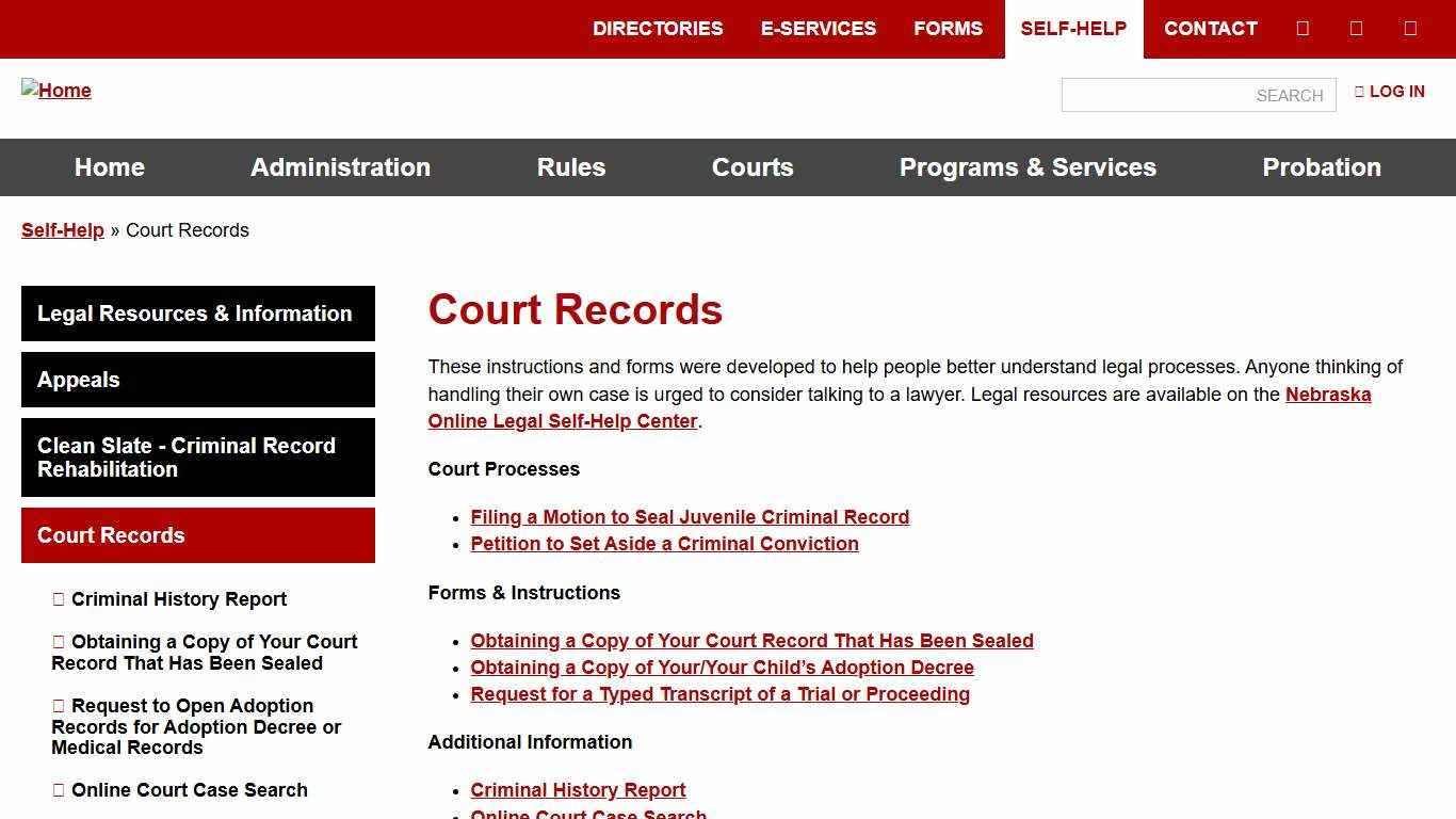 Court Records Nebraska Judicial Branch