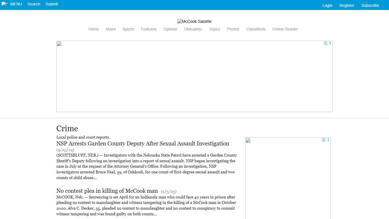 Crime McCook Gazette